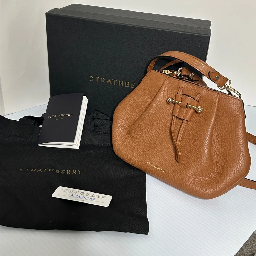 Strathberry Osette Crossbody Bag Grain Tan Pristine Minimalist - Picture 5 of 14